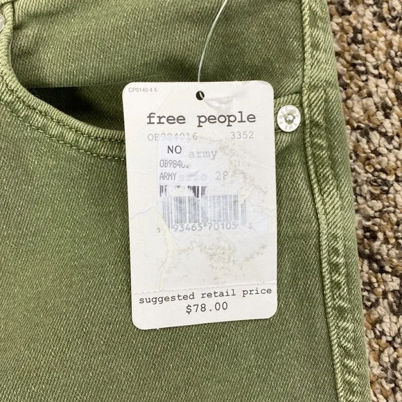 FP We the Free Olive Green Skinny Jeans